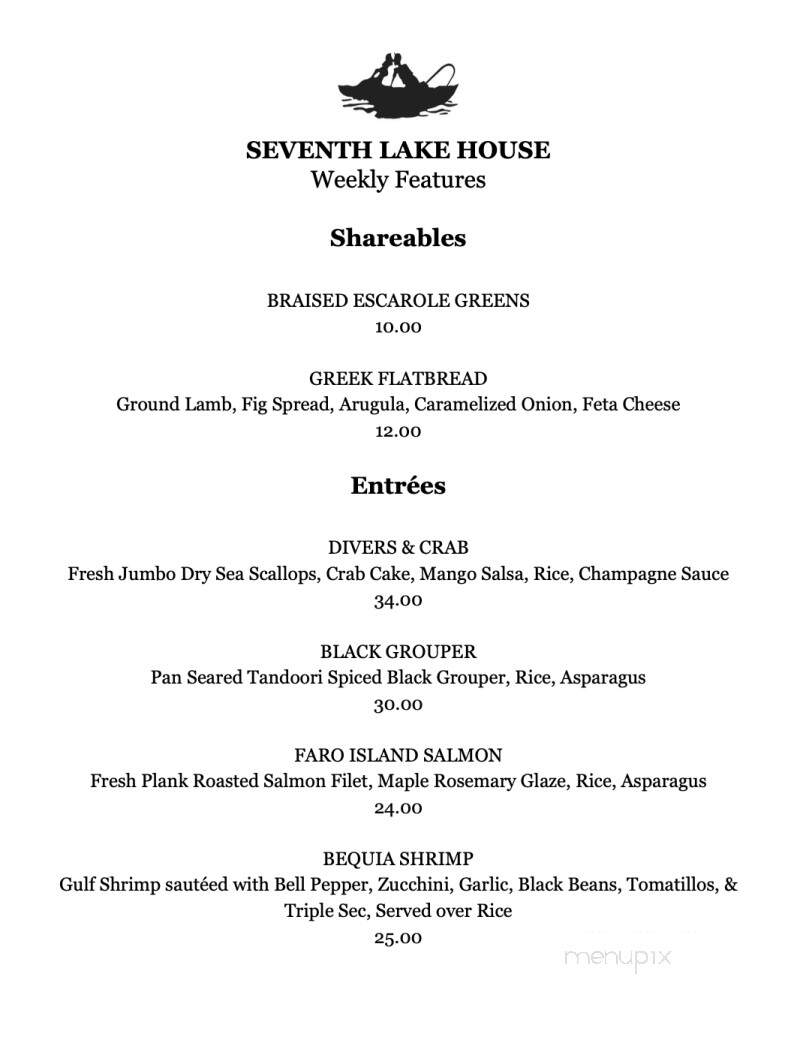 Seventh Lake House - Inlet, NY menu_pic