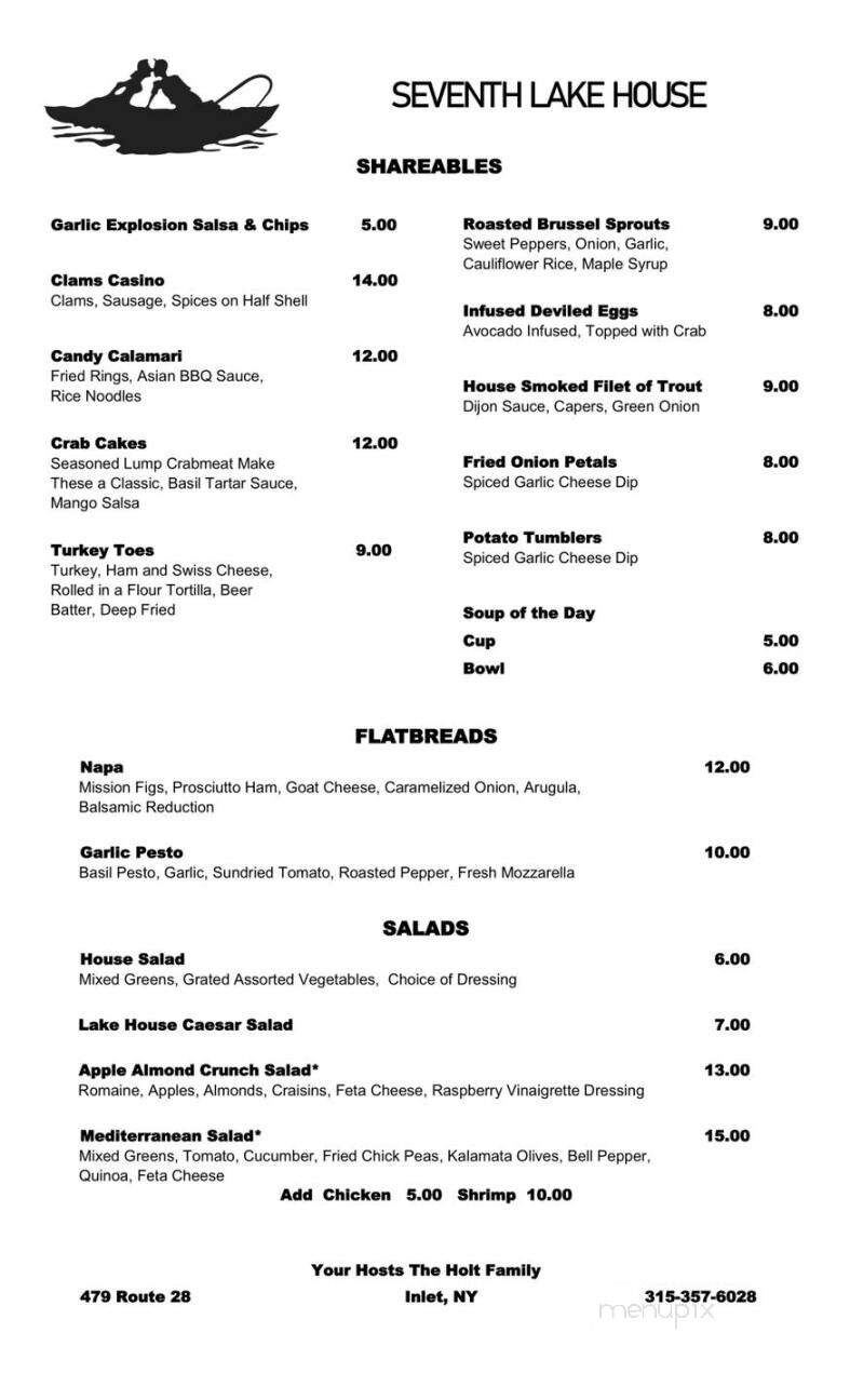 Seventh Lake House - Inlet, NY menu_pic