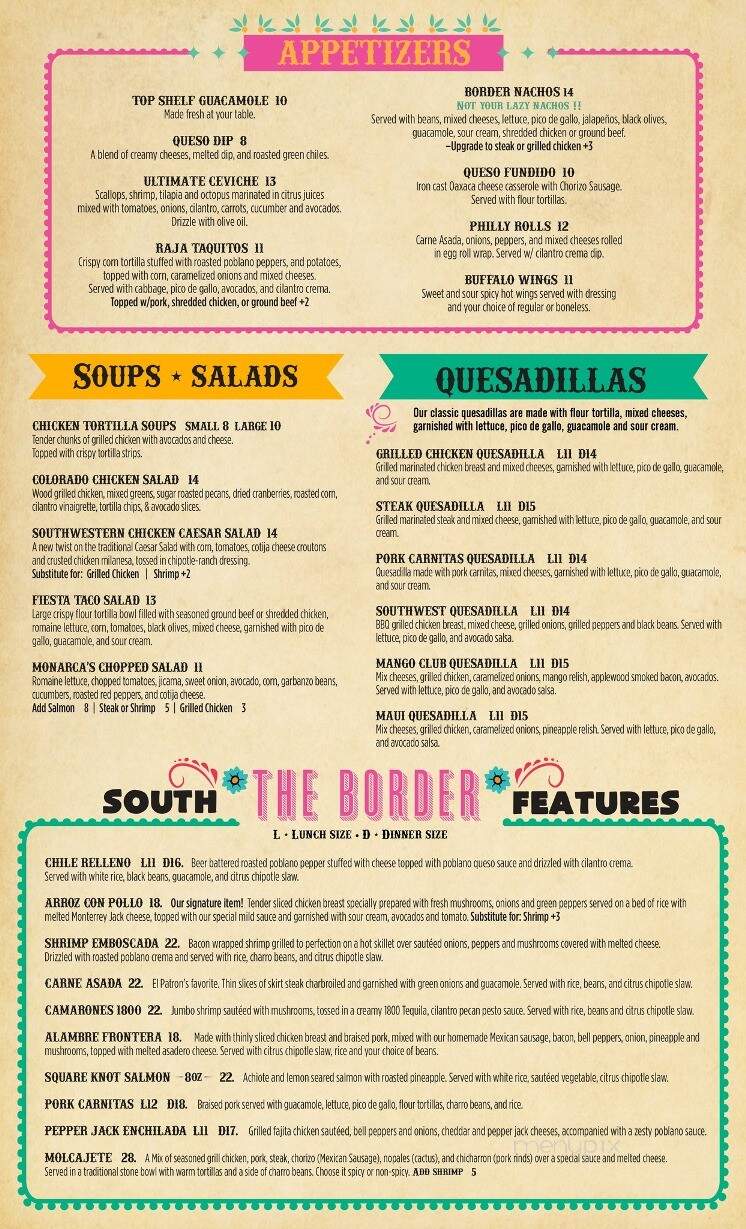 Monarca Cantina - Monroe, NY menu_pic