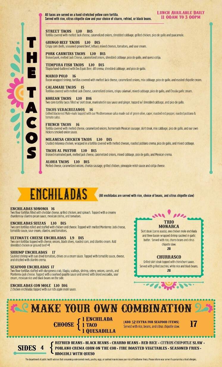 Monarca Cantina - Monroe, NY menu_pic