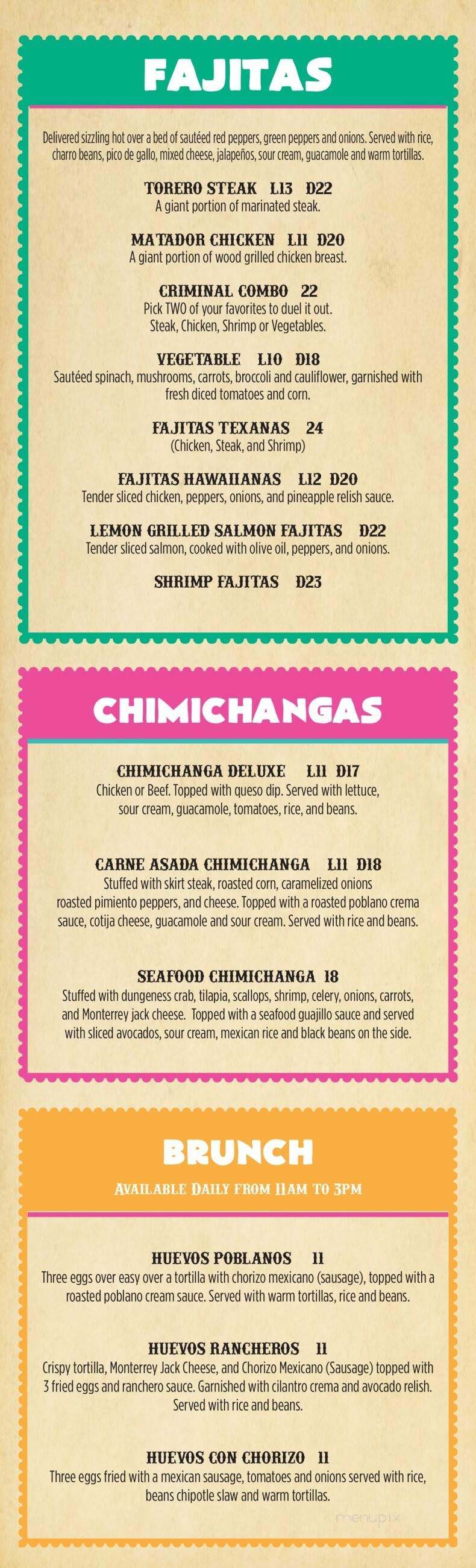 Monarca Cantina - Monroe, NY menu_pic