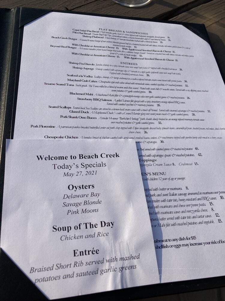 Beach Creek Oyster Bar & Grill - Wildwood, NJ menu_pic