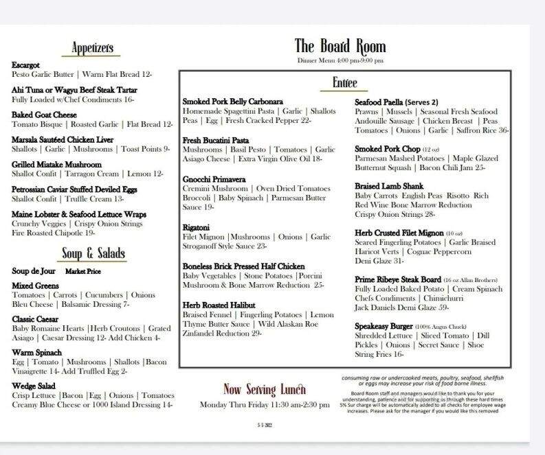 The Boardroom - Novato, CA menu_pic