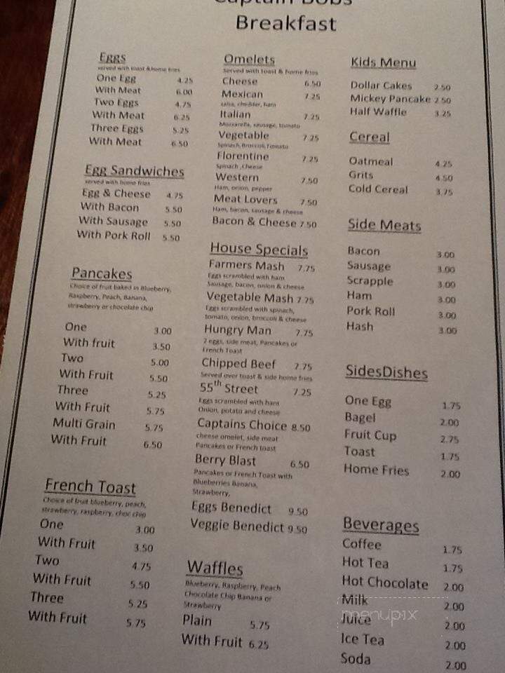 Captain Bob's Restaurant - Ocean City, NJ menu_pic