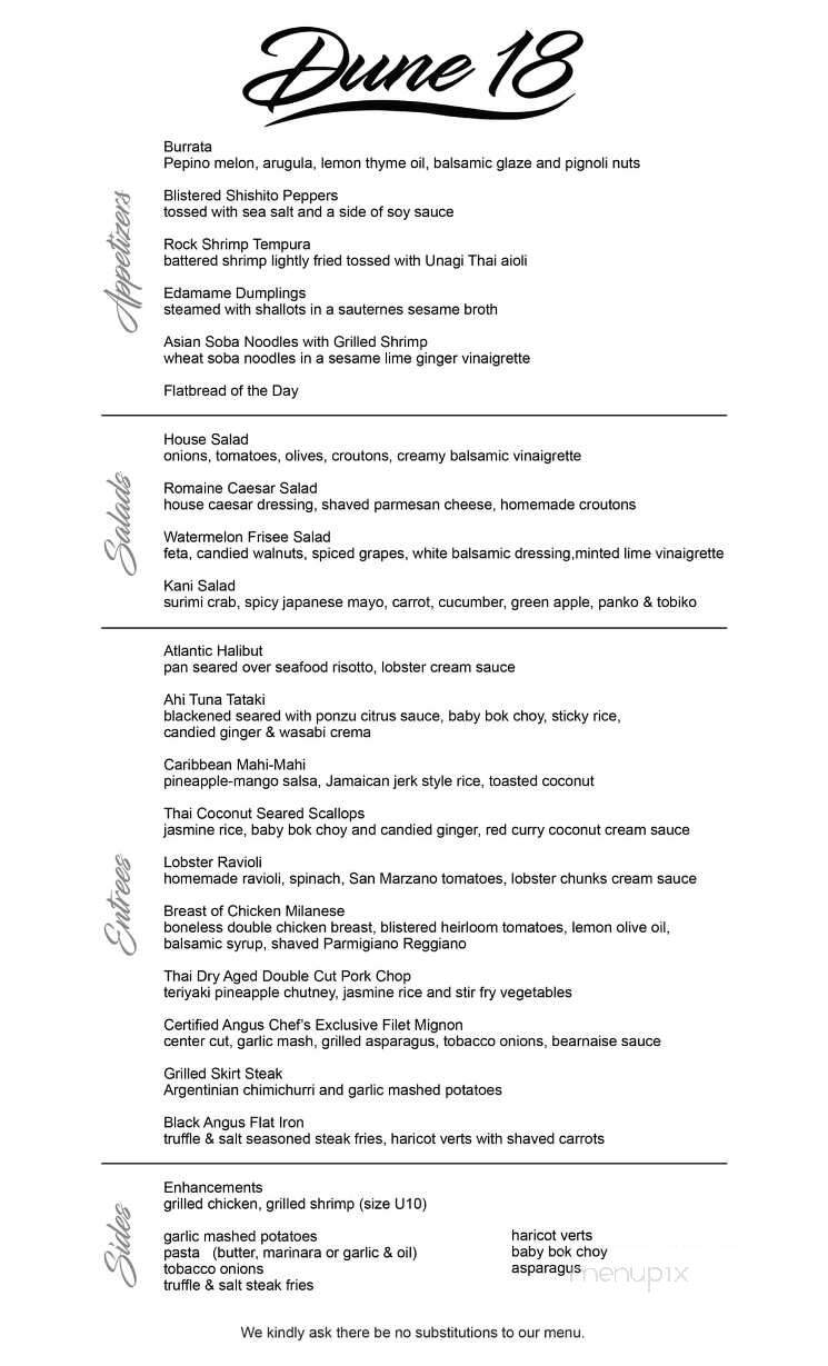 Dune 18 - Ship Bottom, NJ menu_pic