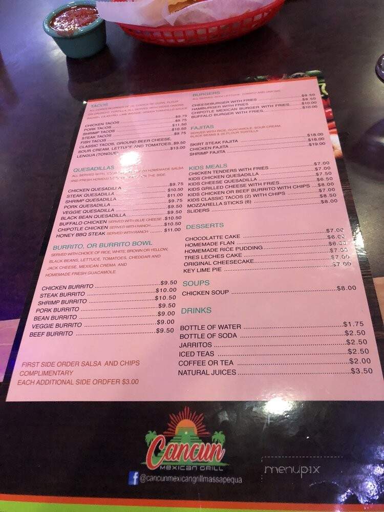 Cancun Mexican Grill - Massapequa, NY menu_pic