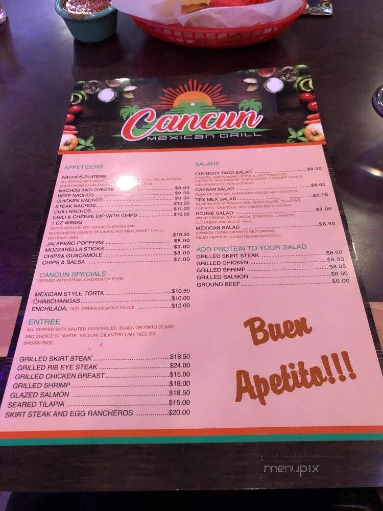 Cancun Mexican Grill - Massapequa, NY menu_pic