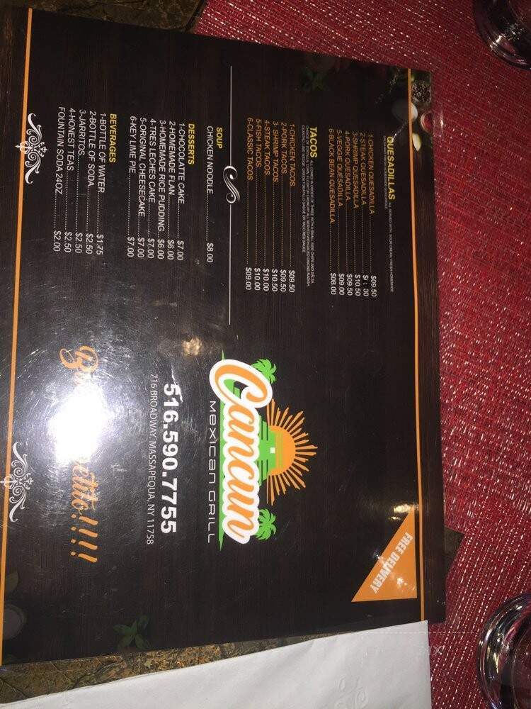 Cancun Mexican Grill - Massapequa, NY menu_pic