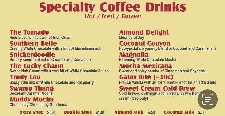 PT's Snowballs and Coffee - Sulphur, LA menu_pic