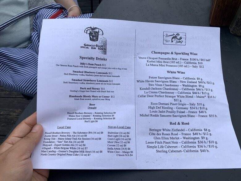 Billy's Barnacle Etc - Ogunquit, ME menu_pic