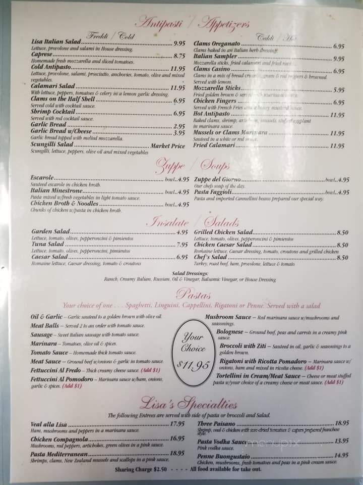 Lisa Restaurant & Pizza - Toms River, NJ menu_pic