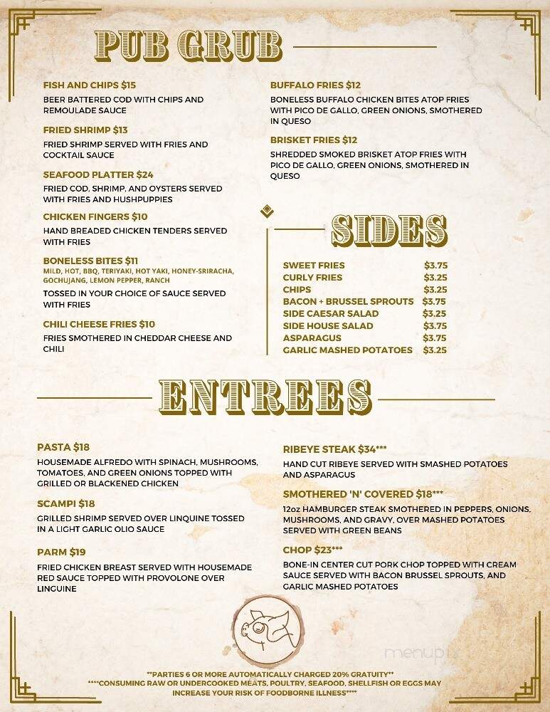 The Blind Pig Pub - Hartsville, SC menu_pic