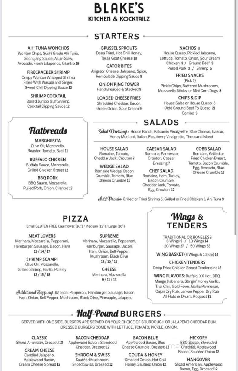 Blake's Kitchen & Kocktailz - Columbus, TX menu_pic