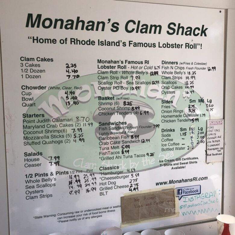 Monahan's Restaurant - Narragansett, RI menu_pic