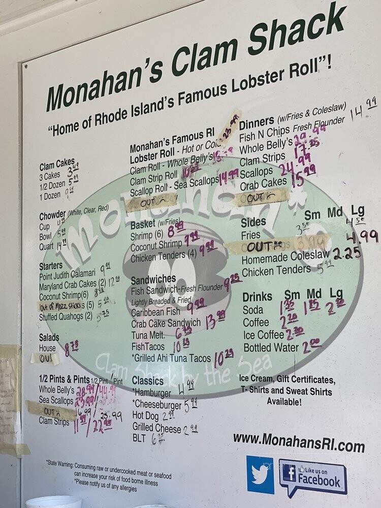 Monahan's Restaurant - Narragansett, RI menu_pic
