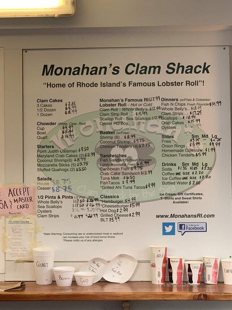 Monahan's Restaurant - Narragansett, RI menu_pic