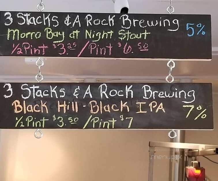 Three Stacks and a Rock Brewing - Morro Bay, CA menu_pic