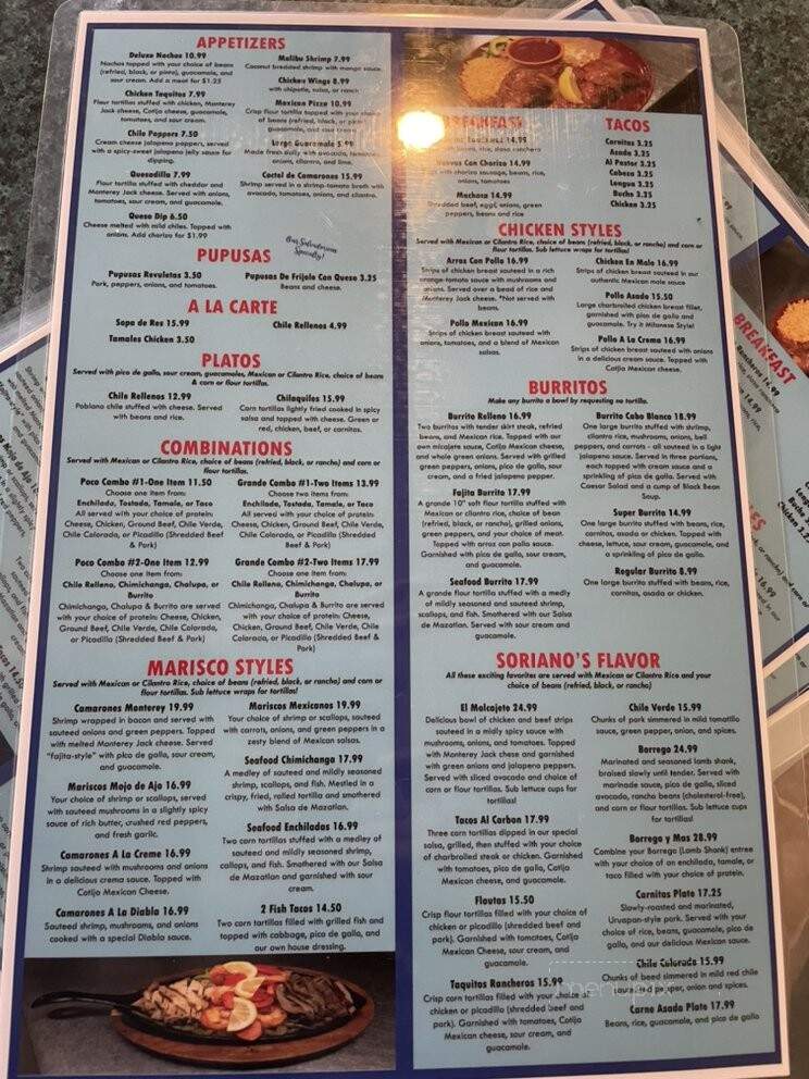 Soriano's Restaurant - Diamond Springs, CA menu_pic
