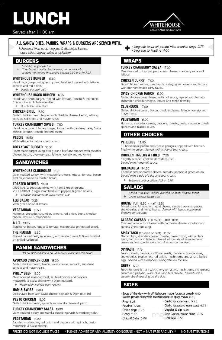 Whitehouse Bakery & Restaurant - Wasagaming, MB menu_pic