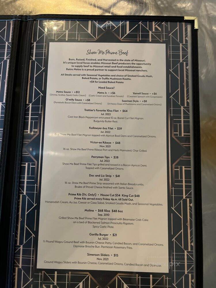 Retro Metro - Springfield, MO menu_pic