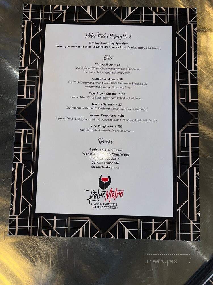 Retro Metro - Springfield, MO menu_pic