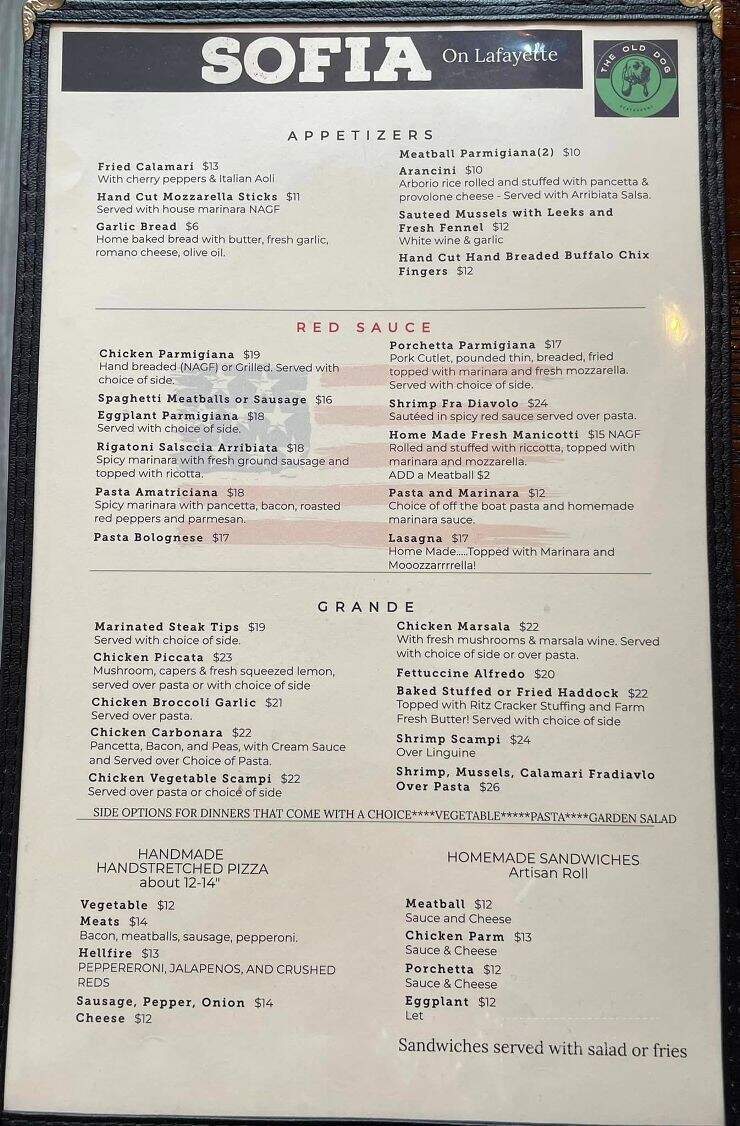 Sofia on Lafayette - Hampton, NH menu_pic