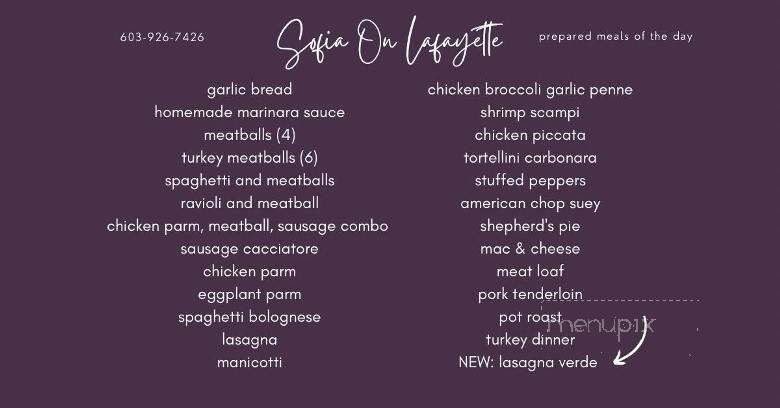Sofia on Lafayette - Hampton, NH menu_pic