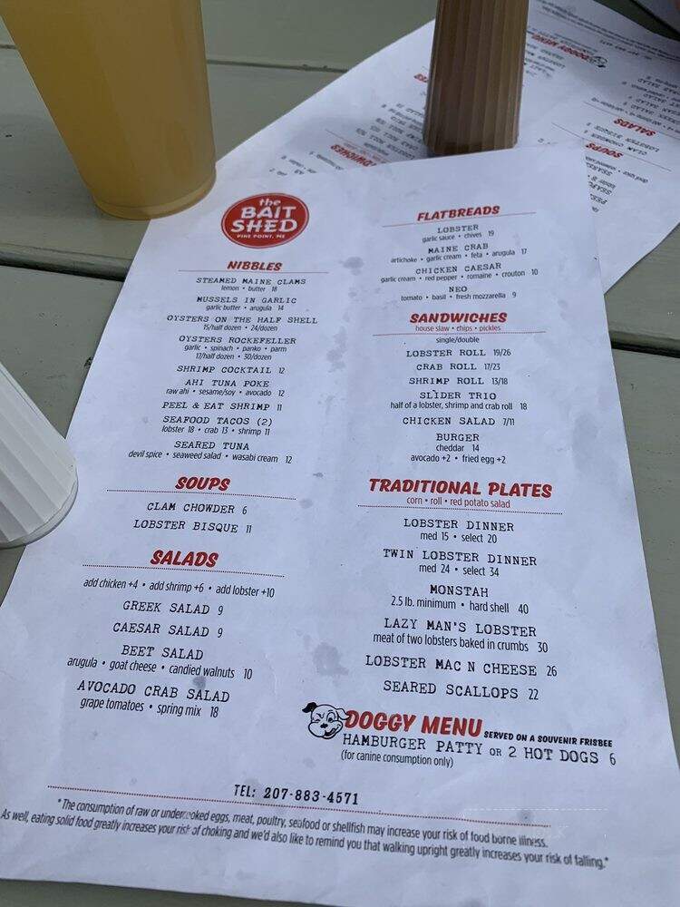 The Bait Shed - Scarborough, ME menu_pic