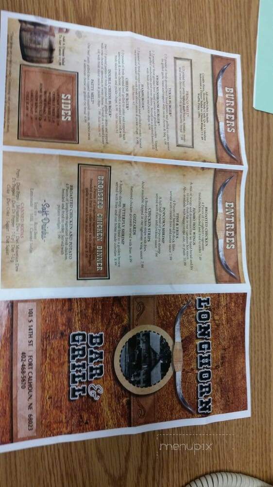 Longhorn Bar - Fort Calhoun, NE menu_pic