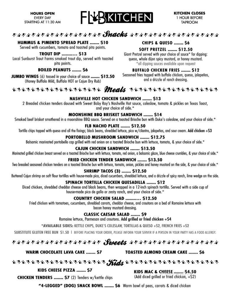 Frog Level Brewing Company - Waynesville, NC menu_pic