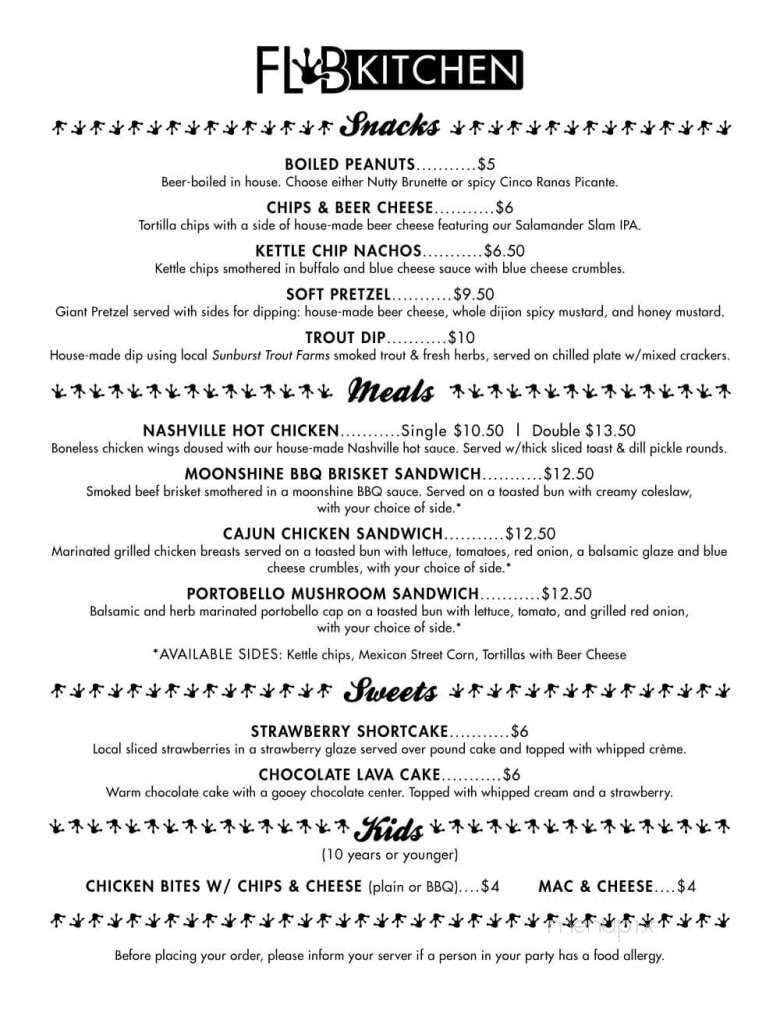Frog Level Brewing Company - Waynesville, NC menu_pic