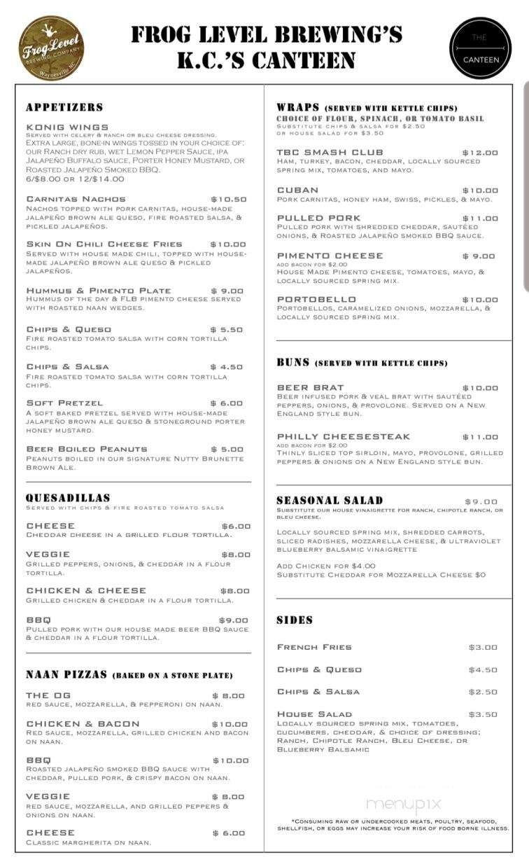 Frog Level Brewing Company - Waynesville, NC menu_pic