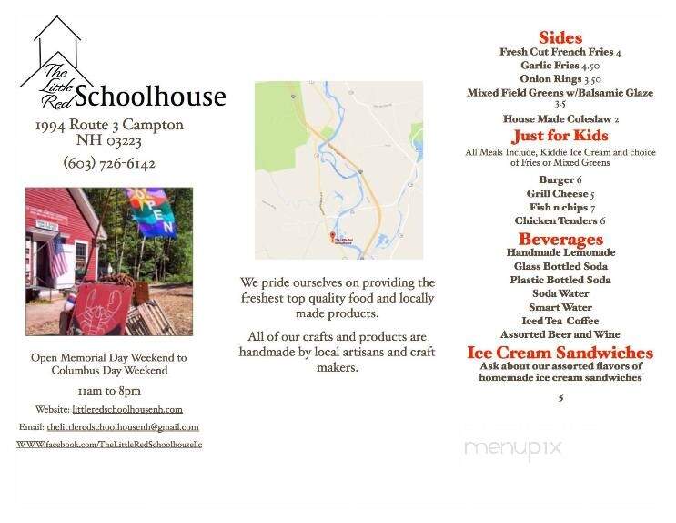 Little Red Schoolhouse - Campton, NH menu_pic