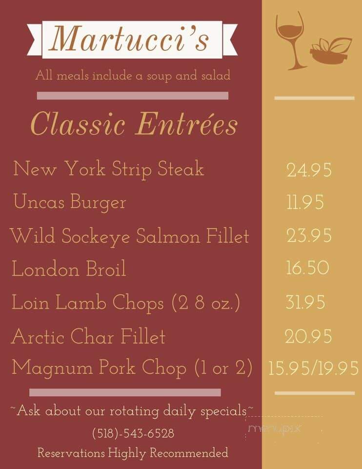 Martucci's - Hague, NY menu_pic