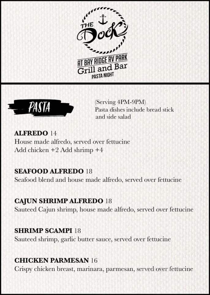 The Dock at Bay Ridge - Garden, MI menu_pic