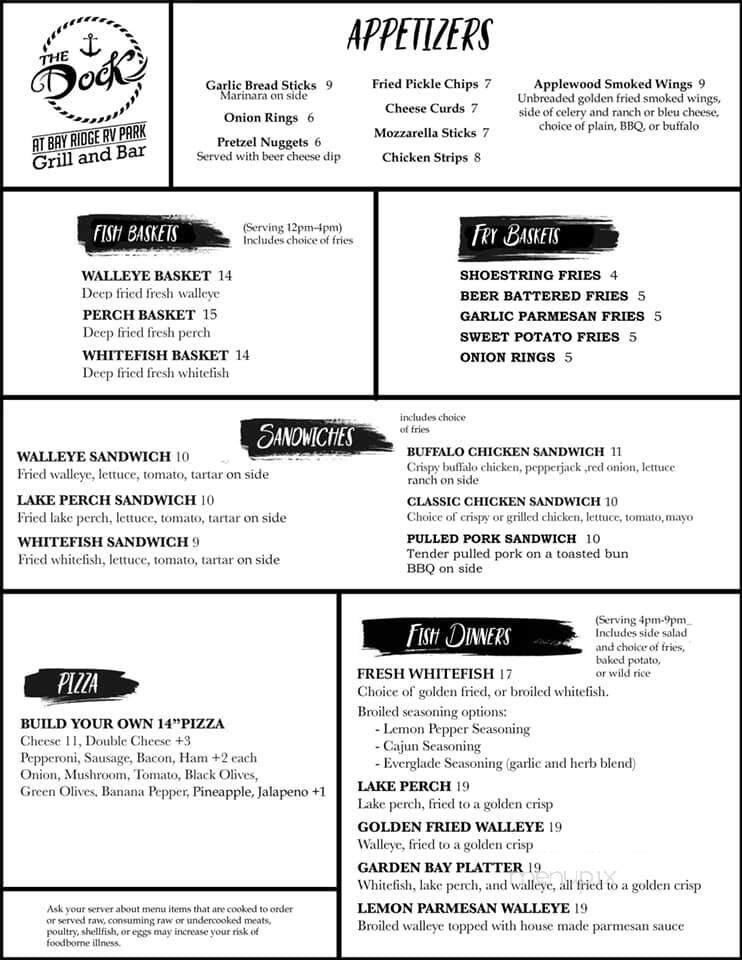 The Dock at Bay Ridge - Garden, MI menu_pic