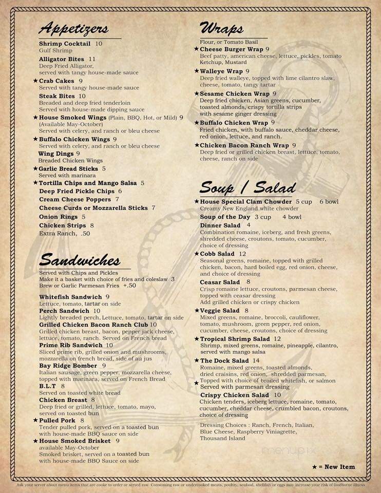 The Dock at Bay Ridge - Garden, MI menu_pic
