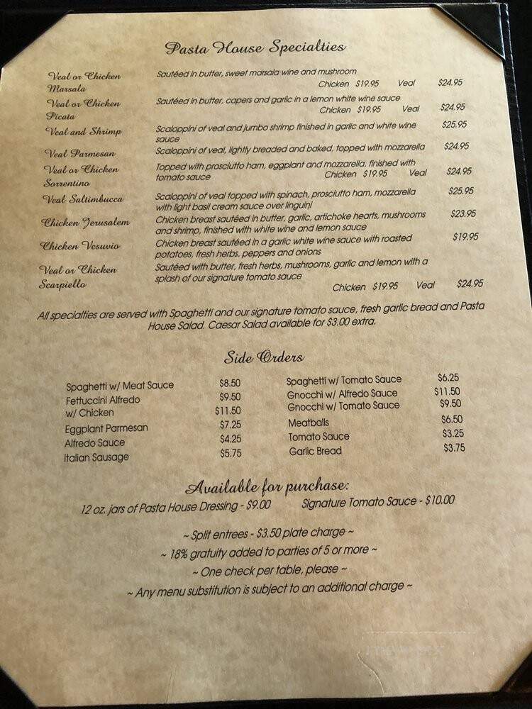 Pasta House Co - Pinetop, AZ menu_pic