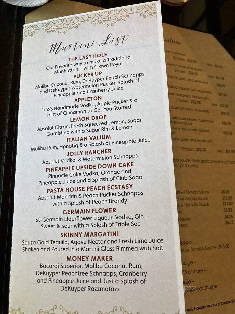 Pasta House Co - Pinetop, AZ menu_pic