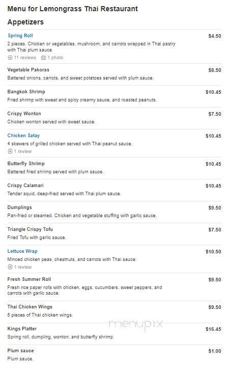 Lemongrass Thai Restaurant - Winterville, NC menu_pic