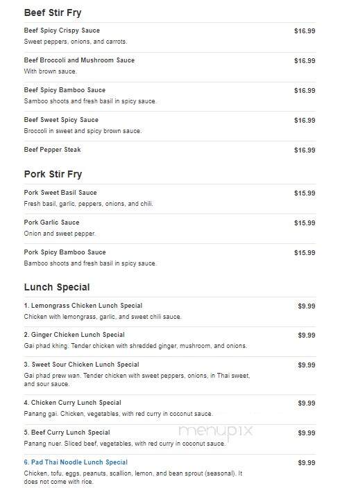 Lemongrass Thai Restaurant - Winterville, NC menu_pic