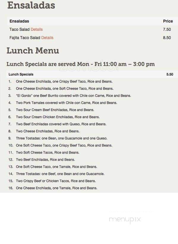 El Centro Mexican Restaurant - Rowlett, TX menu_pic