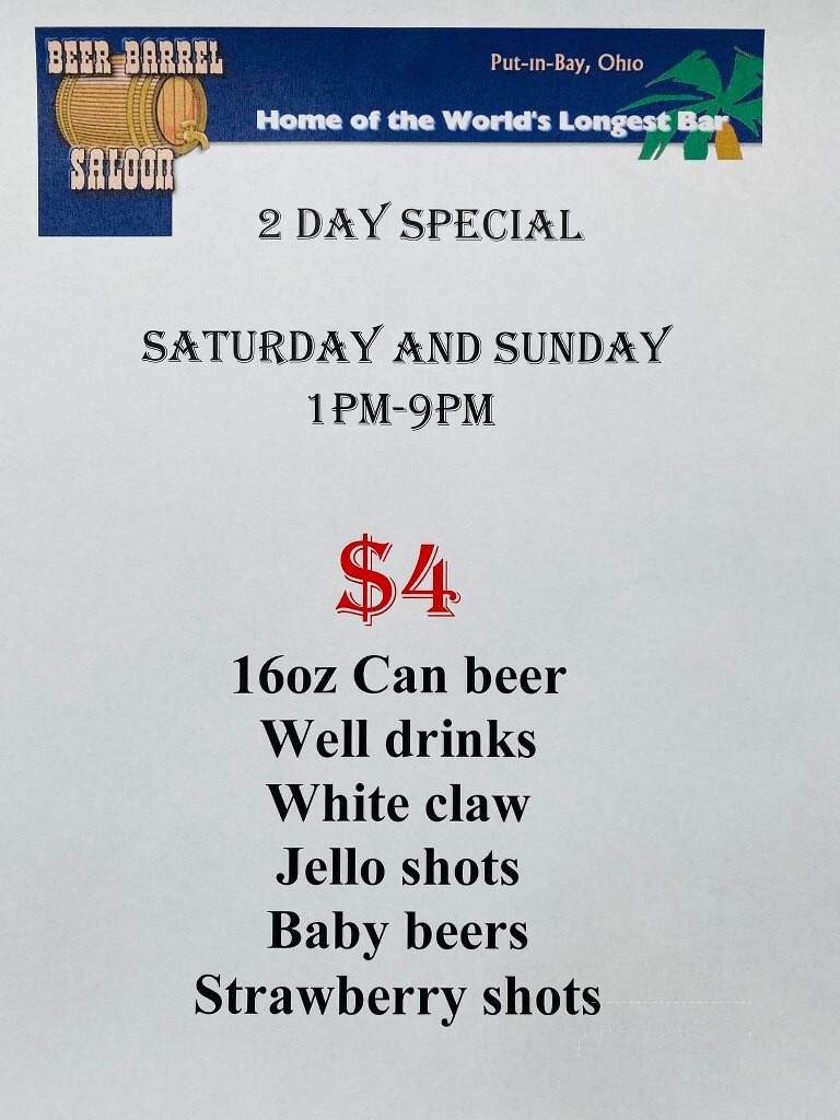 Beer Barrel Saloon - Put-in-Bay, OH menu_pic