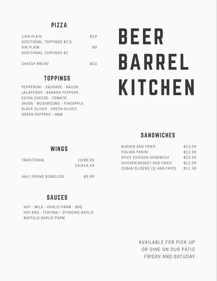 Beer Barrel Saloon - Put-in-Bay, OH menu_pic