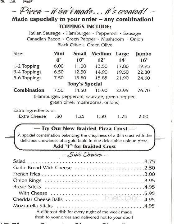 Tony's Pizza - Sioux City, IA menu_pic