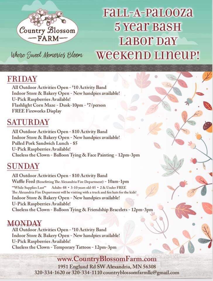 Country Blossom Farm - Alexandria, MN menu_pic