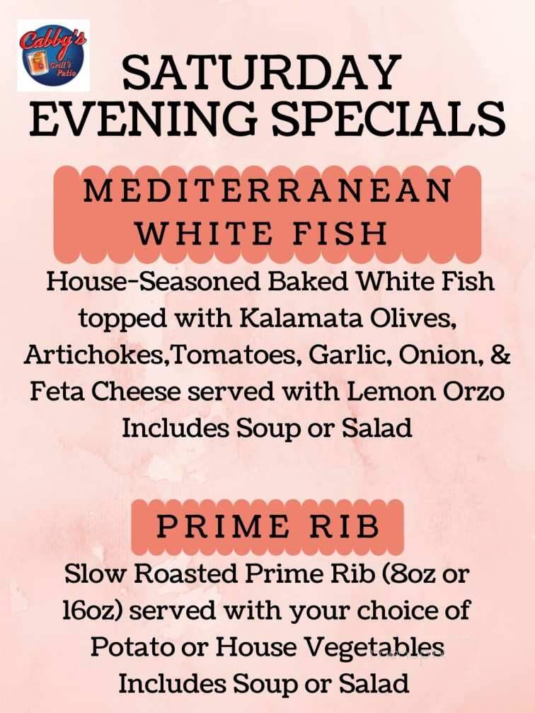 Cabby's Grill & Patio - Fox Lake, WI menu_pic