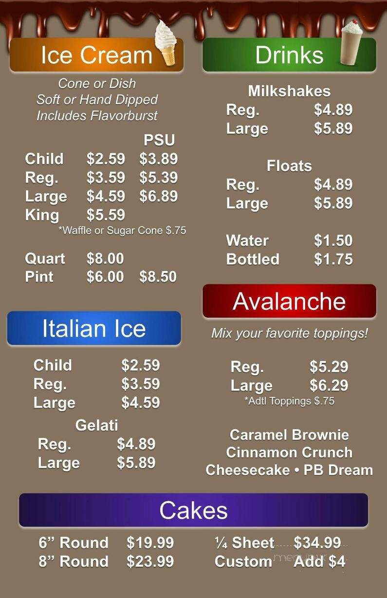 Drizzle Ice Cream - Alburtis, PA menu_pic