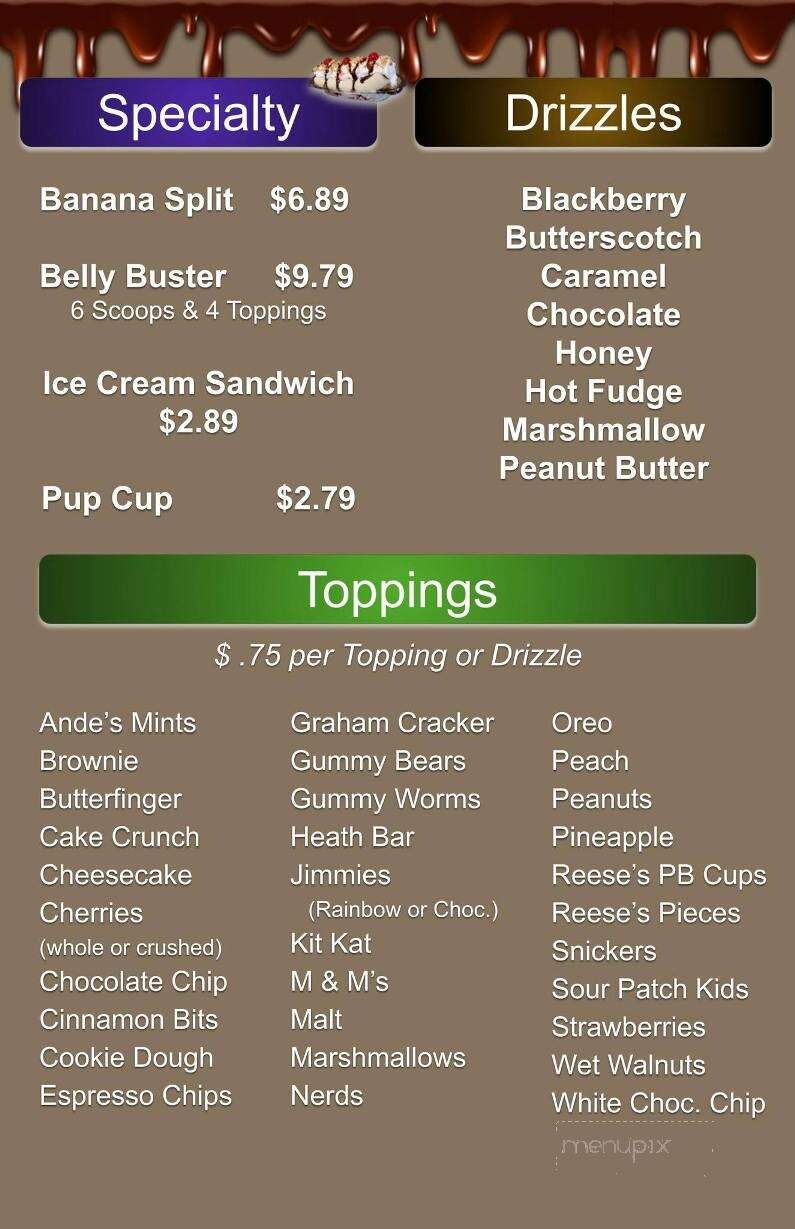Drizzle Ice Cream - Alburtis, PA menu_pic