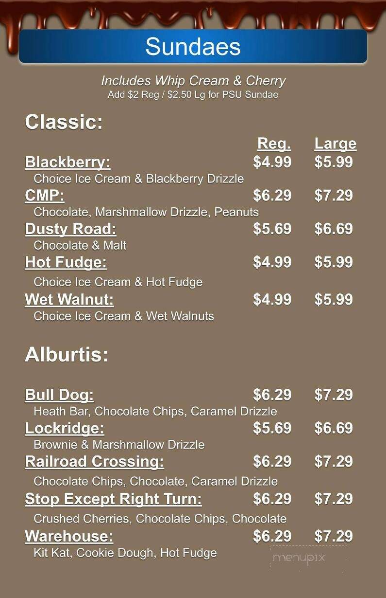 Drizzle Ice Cream - Alburtis, PA menu_pic